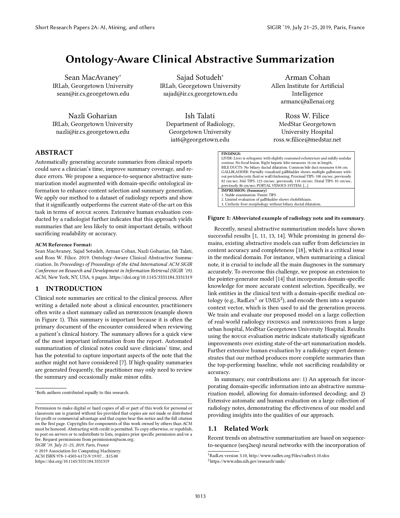 Ontology-Aware Clinical Abstractive Summarization