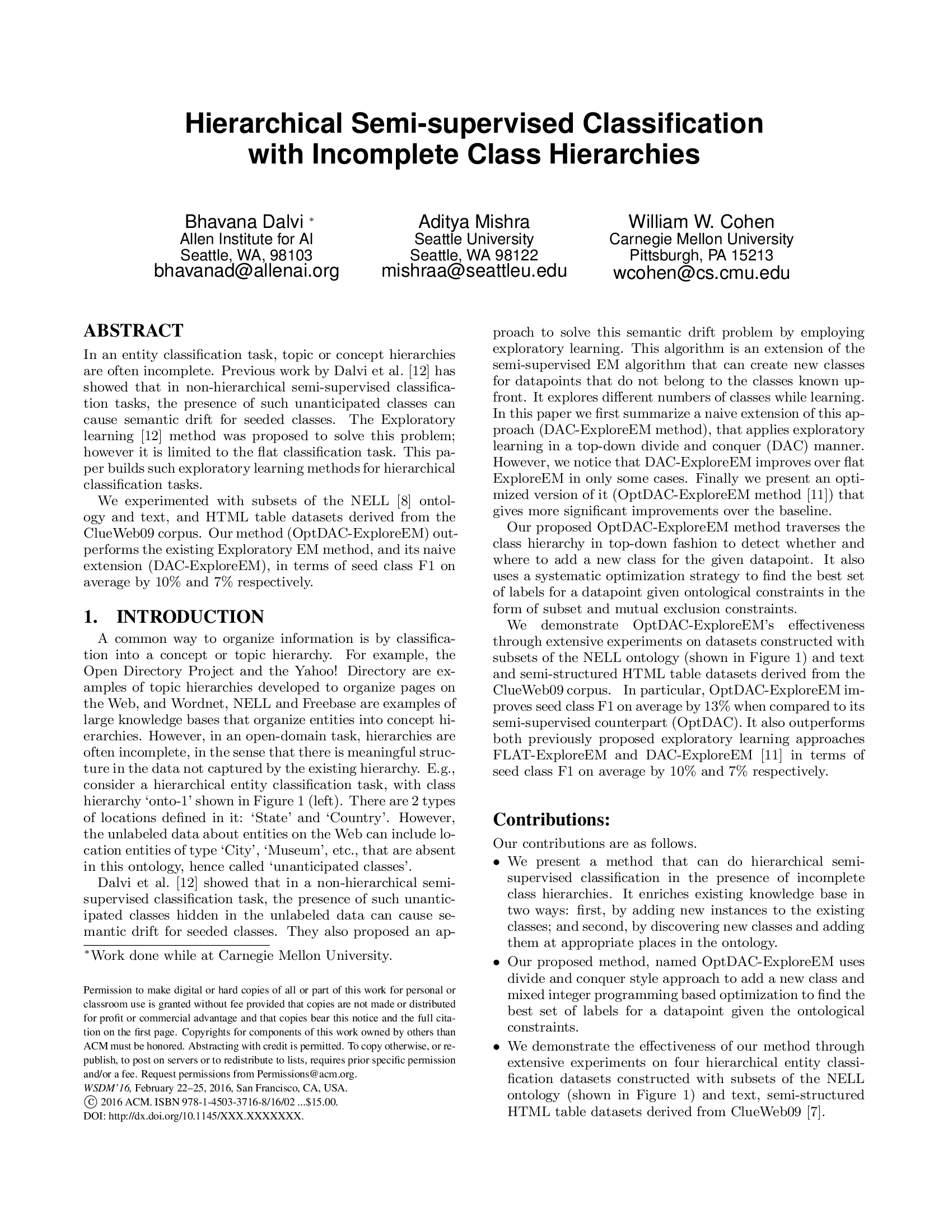 Hierarchical Semi-supervised Classification with Incomplete Class Hierarchies