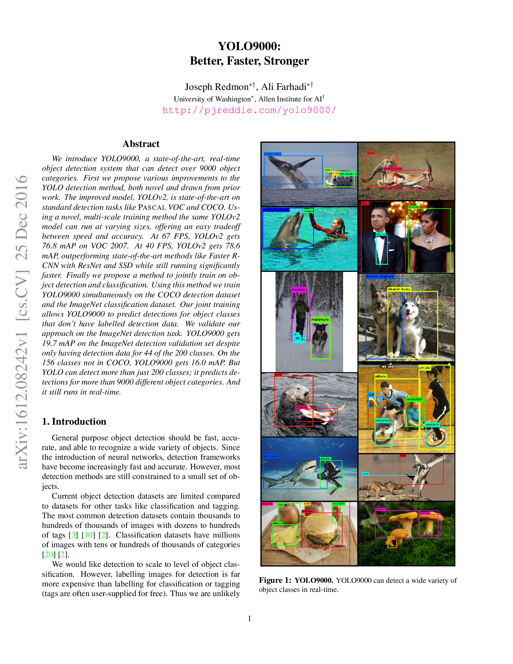 YOLO9000: Better, Faster, Stronger