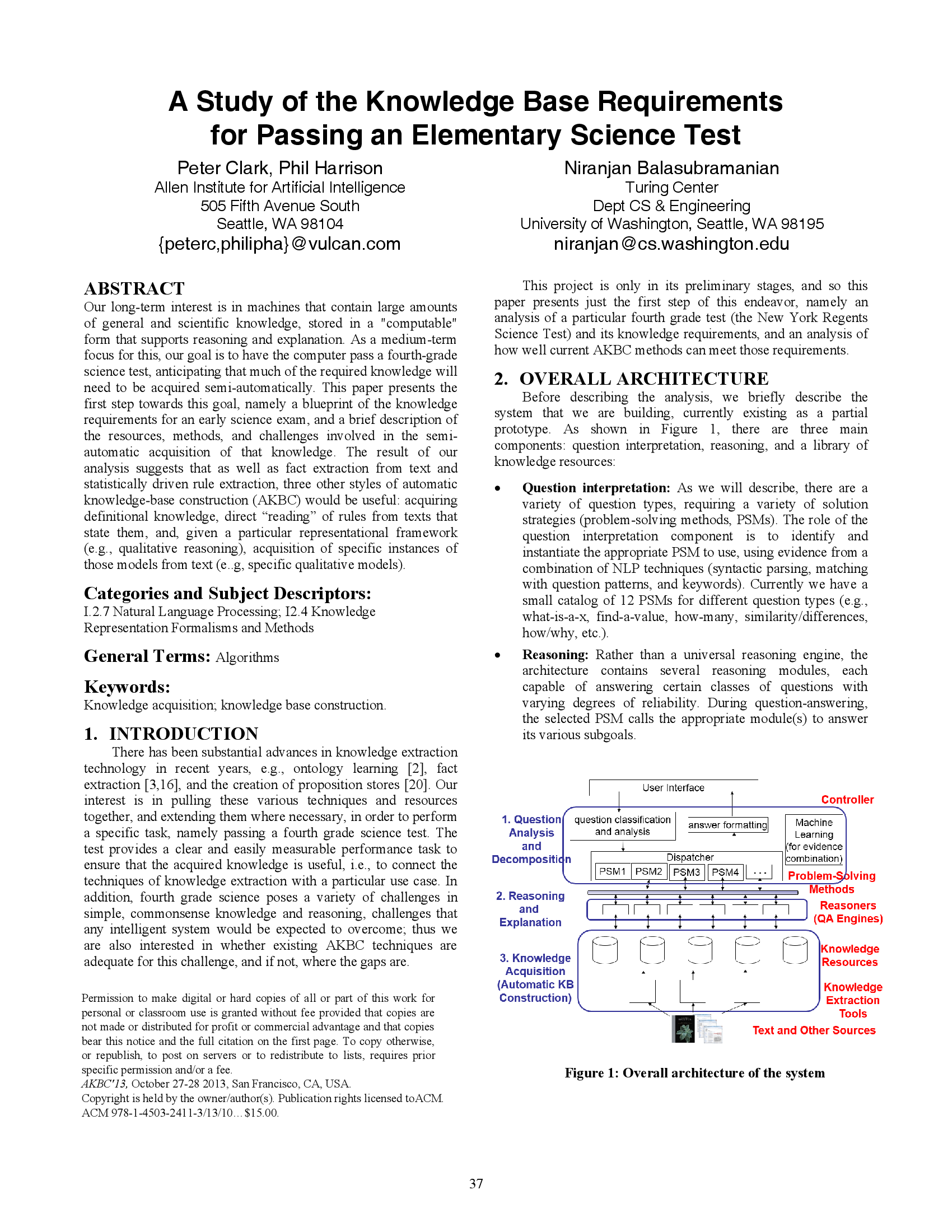 A study of the knowledge base requirements for passing an elementary science test